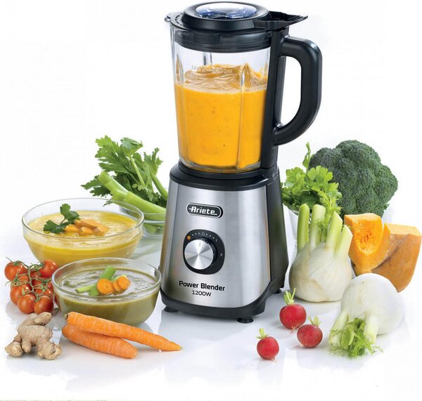 Ariete Frullatore con Bicchiere Elettrico Potenza 1200W 4 Lame in Acciaio colore Silver Power Blender 579 - 00C057900AR0
