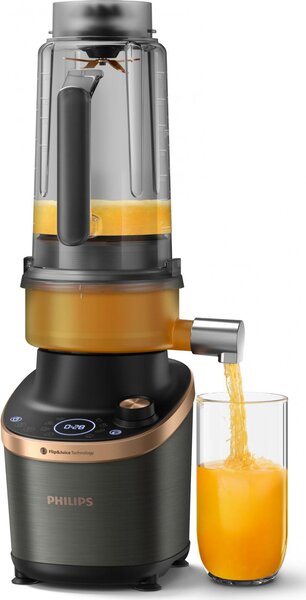 Philips Frullatore con Bicchiere Flip & Juice Capacit 2 Litri Potenza 1500 Watt con Tecnologia ProBlend Ultra colore Nero / Rame - HR3770/00