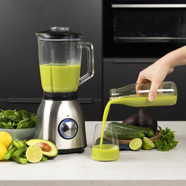 PRINCESS Frullatore con Bicchiere Potenza 1000W Capacit 1,5 Litri con Lame in Acciaio Inox colore Acciaio - 212091