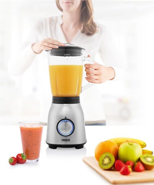 PRINCESS Frullatore con Bicchiere Potenza 1000W Capacit 1,5 Litri con Lame in Acciaio Inox colore Acciaio - 212091