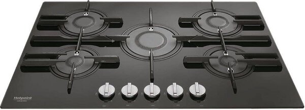 Hotpoint Ariston FTGHG 751D/HA(BK) Piano Cottura 5 Fuochi a Gas 75 cm (Bruciatore Direct Flame) colore Nero