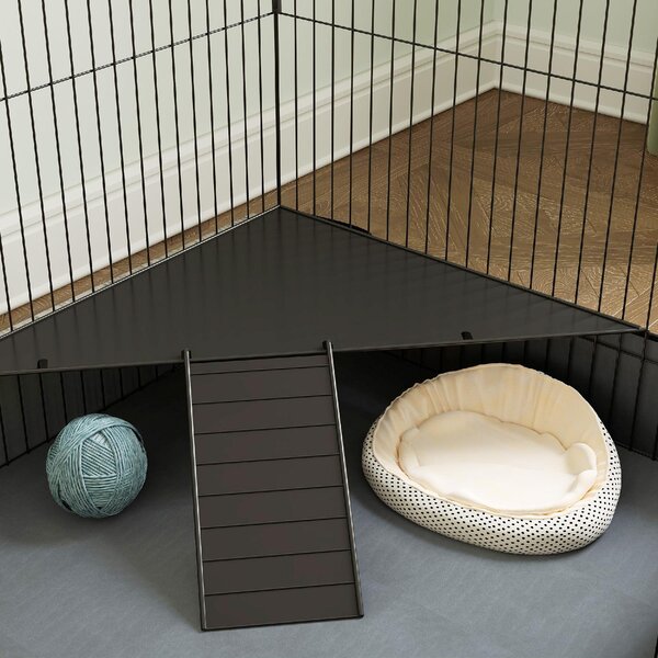 AllMyPets Gabbia per Animali Piccoli 2 in 1 Coperchio Rimovibile e Sezioni Separate 121x61x61 cm colore Nero - K633BK