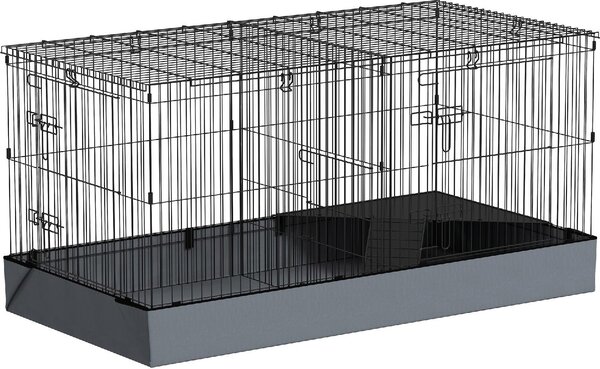 AllMyPets Gabbia per Animali Piccoli 2 in 1 Coperchio Rimovibile e Sezioni Separate 121x61x61 cm colore Nero - K633BK