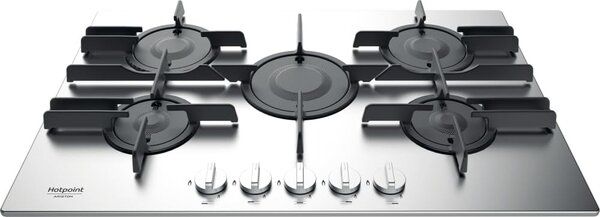 Hotpoint Ariston FTGHL 751D IX Piano Cottura 5 Fuochi a Gas 75 cm Griglie in Ghisa (Bruciatore Direct Flame) colore Inox