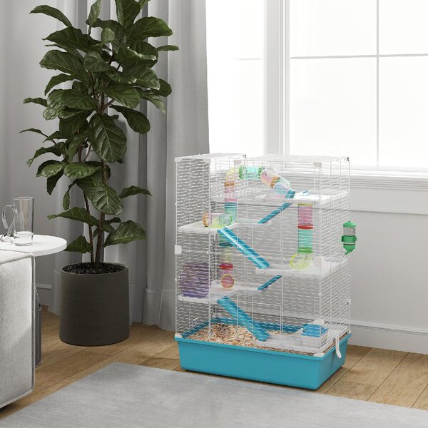 AllMyPets Gabbia per Criceti 6 Livelli con Tunnel, Ruota, Rampe, Casetta, Bottiglia e Ciotola colore Azzurro - 0LBJ592