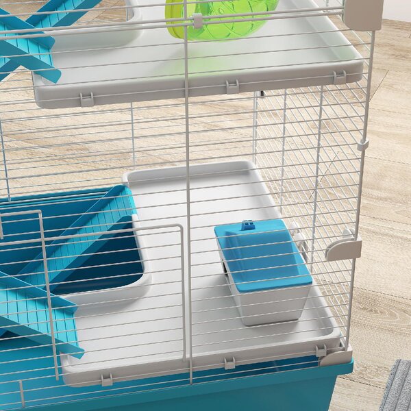 AllMyPets Gabbia per Criceti 6 Livelli con Tunnel, Ruota, Rampe, Casetta, Bottiglia e Ciotola colore Azzurro - 0LBJ592