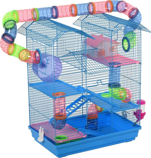 AllMyPets Gabbia per criceti per animali domenstici 5 piani con componenti inclusi blu - D5116D