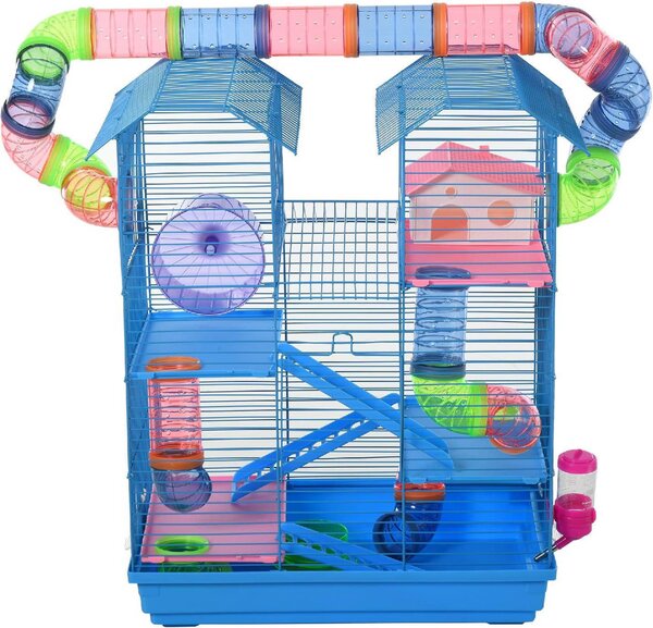 AllMyPets Gabbia per criceti per animali domenstici 5 piani con componenti inclusi blu - D5116D