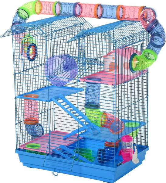 AllMyPets Gabbia per criceti per animali domenstici 5 piani con componenti inclusi blu - D5116D