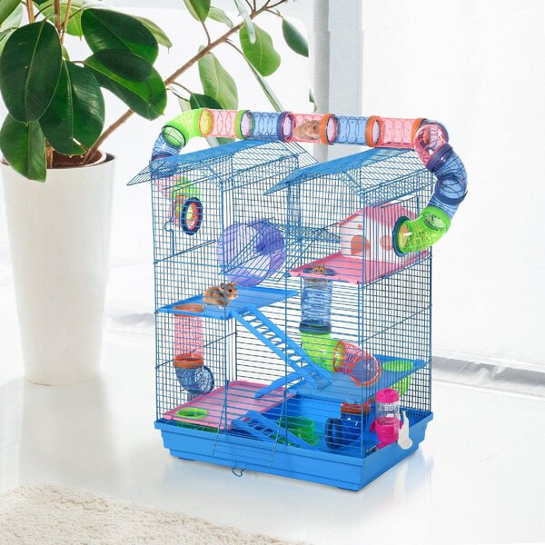 AllMyPets Gabbia per criceti per animali domenstici 5 piani con componenti inclusi blu - D5116D