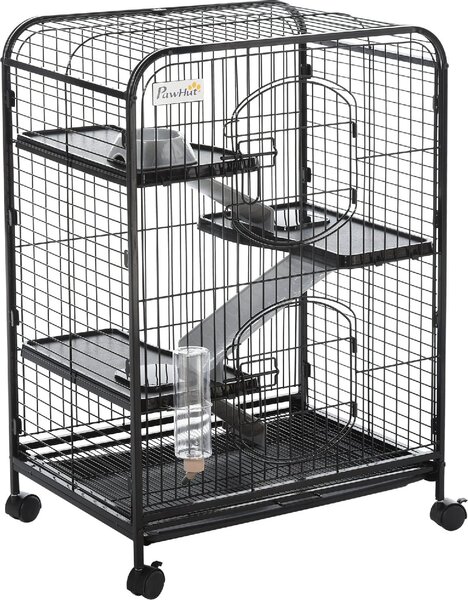 AllMyPets Gabbia per Roditori con Ruote Ciotola e Bottiglia 64x43.5x93cm Nero - 158ekD51