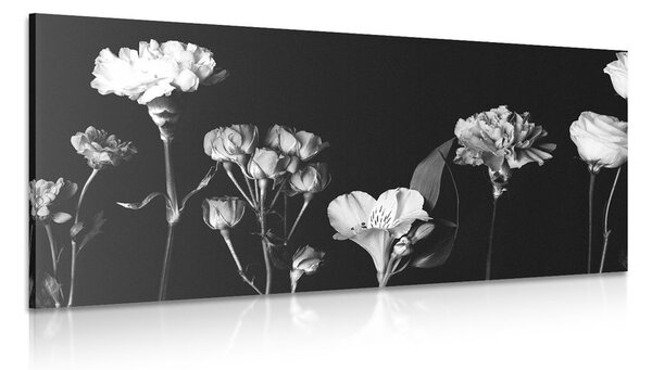 Stampa su tela – Fiori eleganti in bianco e nero