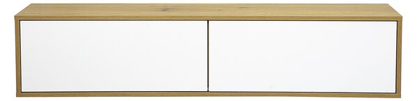 Mobile TV da parete finitura bianca e legno chiaro rovere L140 cm FLEXO