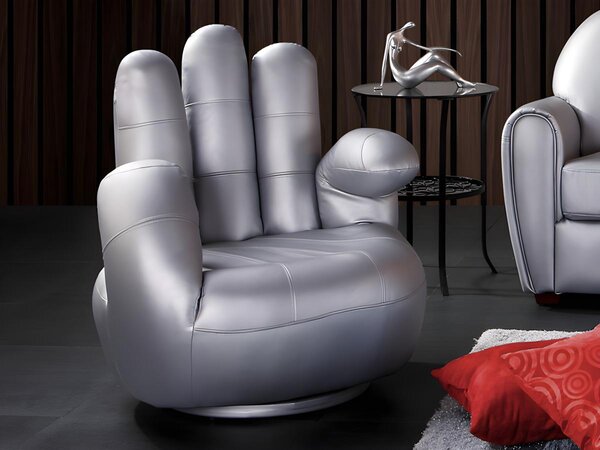 Poltrona a forma di mano girevole in similpelle Argentato - CATCHY
