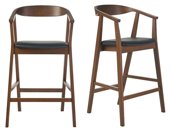 Sgabelli da bar scandinavi neri e legno scuro H66,5 cm (lotto di 2) BAHIA