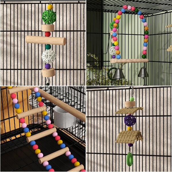 AllMyPets Gabbia per Uccelli con Area Gioco, Ruote, Vassoio Estraibile e Mensola 64x45x110 cm colore Nero