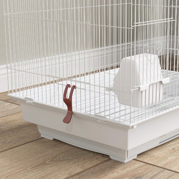 AllMyPets Gabbia per Uccelli con Maniglia e Porte Gabbietta con Altalena, Ciotole e Giochi 46x36x100 cm colore Bianco