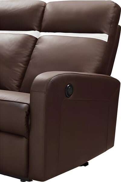 Furnhouse Ibbe Design Divano Reclinabile 3 Posti Marrone Poltrona Relax Elettrico e Design Moderno Selesta in Tessuto, Imbottito con Braccioli e Poggiapiedi e con Porta USB, 222x96x101