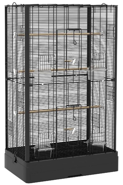 AllMyPets Gabbia per Uccelli con Vassoio Estraibile e Posatoi, Voliera per Pappagalli, 61x36.5x98 cm colore Nero - R400BK