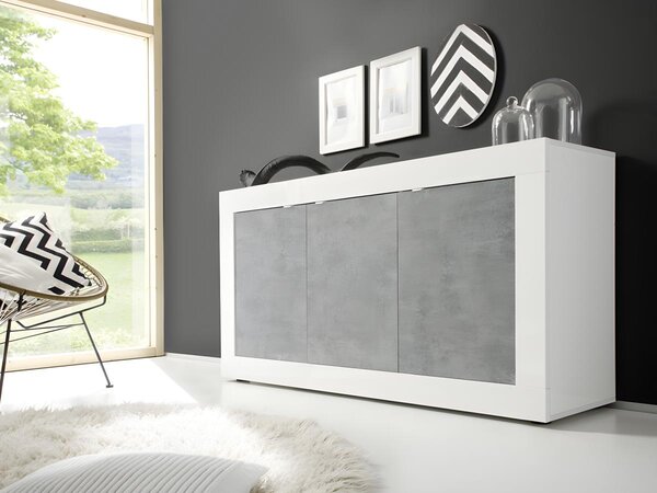 Corona Vetrina design moderno bianco lucido legno soggiorno salotto