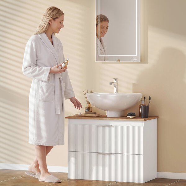 HOMCOM Mobile sottolavabo da bagno con 2 grandi cassetti, 80 cm, Bianco | Aosom Italy