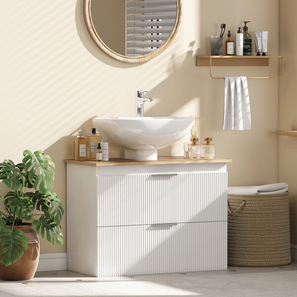HOMCOM Mobile sottolavabo da bagno con 2 grandi cassetti, 80 cm, Bianco | Aosom Italy