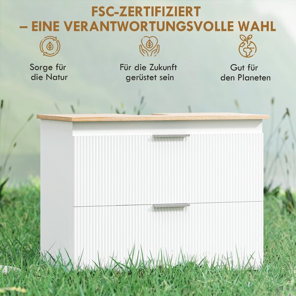 HOMCOM Mobile sottolavabo da bagno con 2 grandi cassetti, 80 cm, Bianco | Aosom Italy