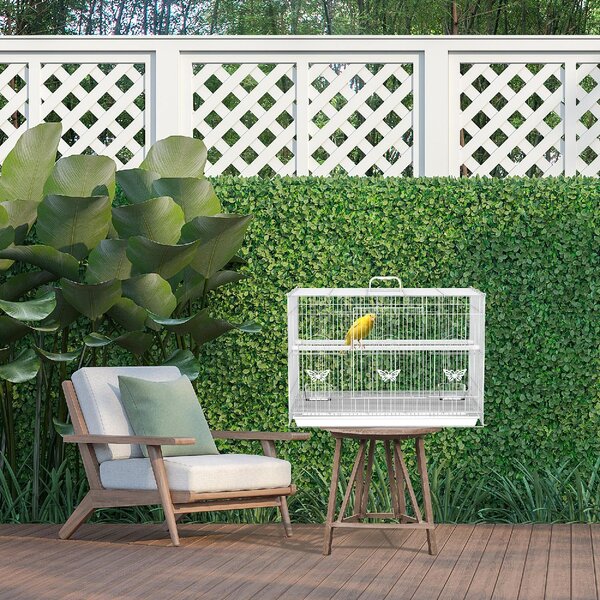 AllMyPets Gabbia per Uccelli in Metallo con Posatoi Ciotole per Cibo e Maniglia 60x41x41cm Bianco - 25D51