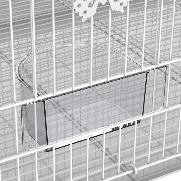 AllMyPets Gabbia per Uccelli in Metallo con Posatoi Ciotole per Cibo e Maniglia 60x41x41cm Bianco - 25D51