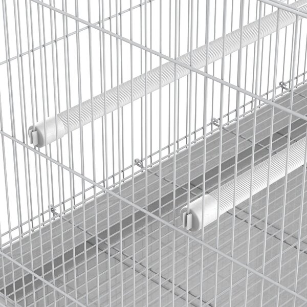 AllMyPets Gabbia per Uccelli in Metallo con Posatoi Ciotole per Cibo e Maniglia 60x41x41cm Bianco - 25D51