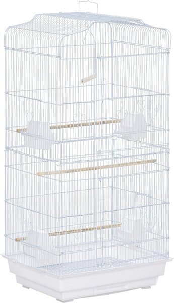 AllMyPets Gabbia per Uccelli in Metallo e Plastica con Trespoli, Altalena e Ciotole 46.5x35.5x92 cm colore Bianco - 018V01WTeD10