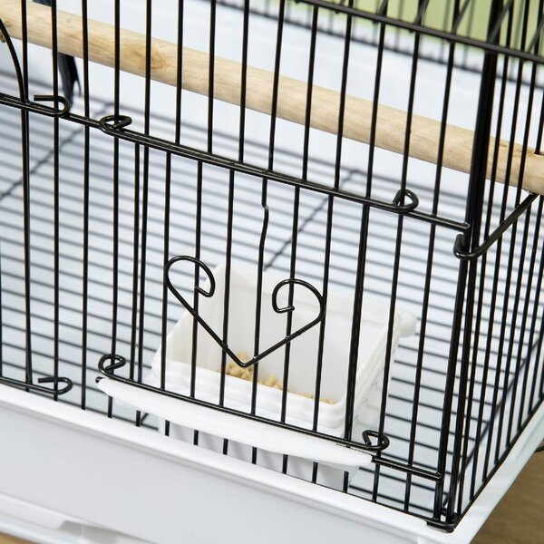 AllMyPets Gabbia per Uccelli in Metallo e Plastica con Maniglia di Trasporto e Vassoio Estraibile 50.5x41x63 cm Bianco - 062V01WT-D10
