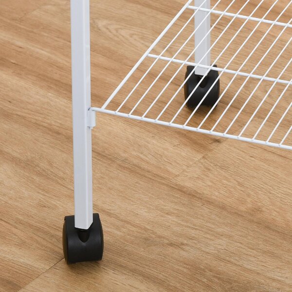AllMyPets Gabbia per Uccelli Voliera in Metallo e Acciaio con Ruote Trespoli e Ciotole 46.5x36x157cm Bianco