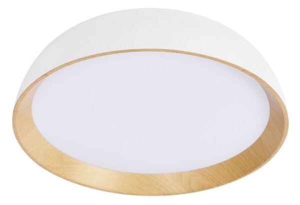 Candellux Plafoniera LED bianca Calabria con decoro in legno rotonda 24W 14-24138