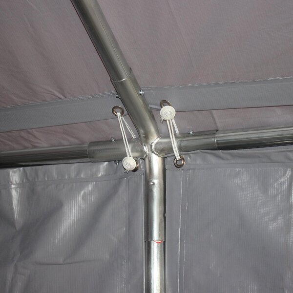 VivaGarden Gazebo Auto Tenda Garage Moto Bici 4x8 mt in Acciaio/Tessuto Protezione raggi UV Chiuso con Porta Avvolgibile colore Grigio