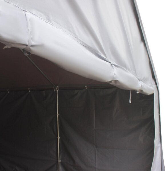 VivaGarden Gazebo Auto Tenda Garage Moto Bici 4x8 mt in Acciaio/Tessuto Protezione raggi UV Chiuso con Porta Avvolgibile colore Grigio