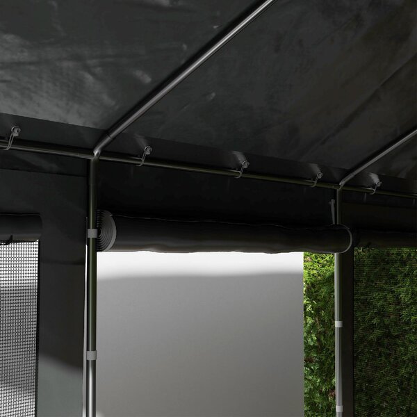 VivaGarden Gazebo Auto Tenda Garage Moto Bici 6x3 mt in Acciaio/Tessuto Protezione raggi UV Chiuso con Porta e Finestre Avvolgibili e Zanzariere co