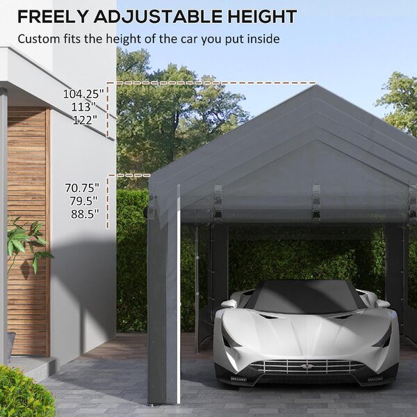 VivaGarden Gazebo Auto Tenda Garage Moto Bici 6x3 mt in Acciaio/Tessuto Protezione raggi UV Chiuso con Porta e Finestre Avvolgibili e Zanzariere co