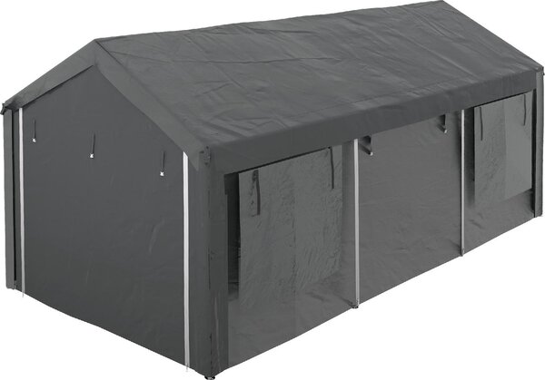 VivaGarden Gazebo Auto Tenda Garage Moto Bici 6x3 mt in Acciaio/Tessuto Protezione raggi UV Chiuso con Porta e Finestre Avvolgibili e Zanzariere co