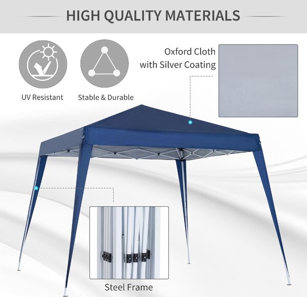 VivaGarden Gazebo da Giardino 2,4x2,4 mt Pieghevole in Acciaio/Tessuto colore Blu