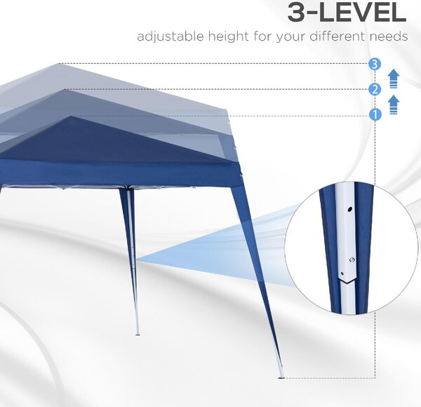 VivaGarden Gazebo da Giardino 2,4x2,4 mt Pieghevole in Acciaio/Tessuto colore Blu