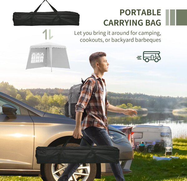VivaGarden Gazebo da Giardino 2,4x2,4 mt Pieghevole in Acciaio/Tessuto con Protezione raggi UV e Tende Laterali con Finestre colore Bianco