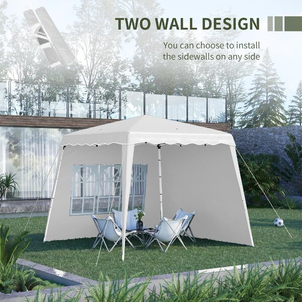 VivaGarden Gazebo da Giardino 2,4x2,4 mt Pieghevole in Acciaio/Tessuto con Protezione raggi UV e Tende Laterali con Finestre colore Bianco