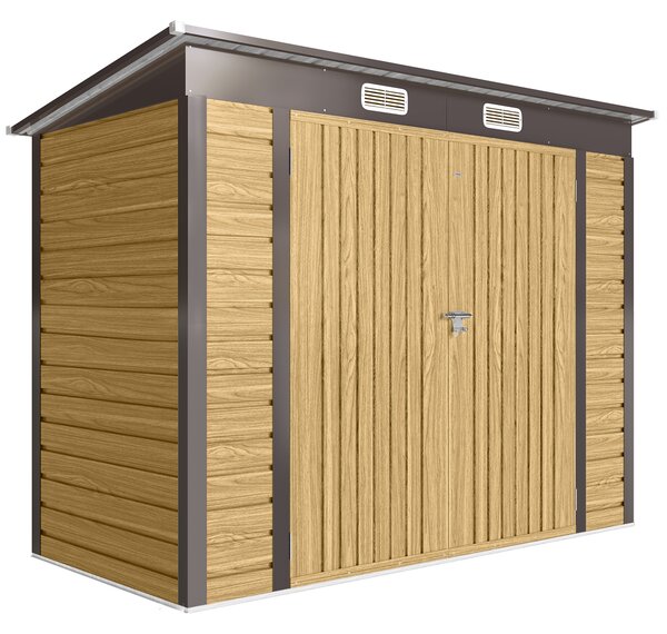 Outsunny Capanno porta attrezzi con 2 prese d’aria e chiavistello, 249x121x183 cm, Color rovere | Aosom Italy