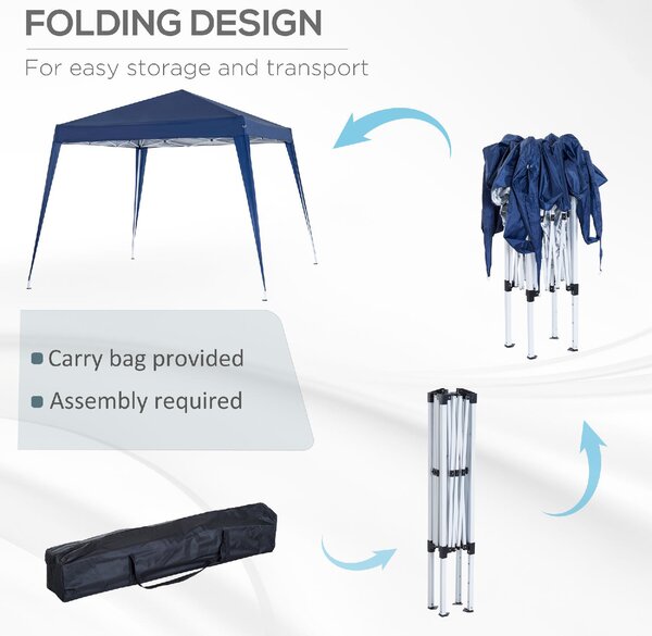 VivaGarden Gazebo da Giardino 2,4x2,4 mt Pieghevole in Acciaio/Tessuto colore Blu