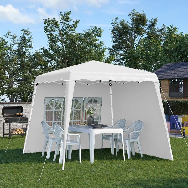 VivaGarden Gazebo da Giardino 2,4x2,4 mt Pieghevole in Acciaio/Tessuto con Protezione raggi UV e Tende Laterali con Finestre colore Bianco