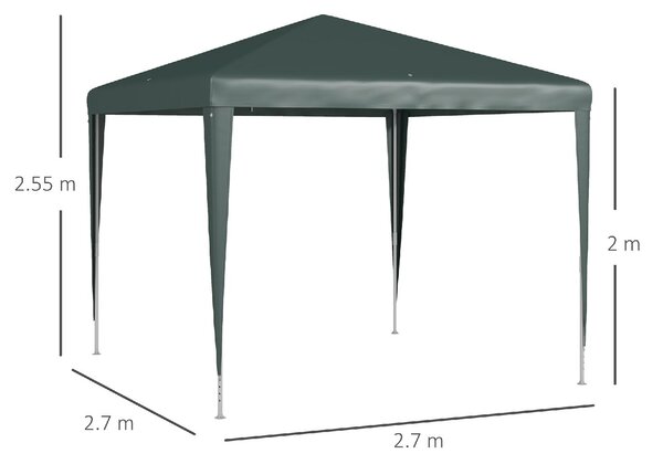 VivaGarden Gazebo da Giardino 2.7x2.7 m in Acciaio/PE colore Verde Scuro