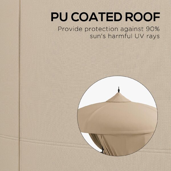 VivaGarden Gazebo da Giardino 3 mt Rotondo in Metallo/Tessuto con Tende colore Beige