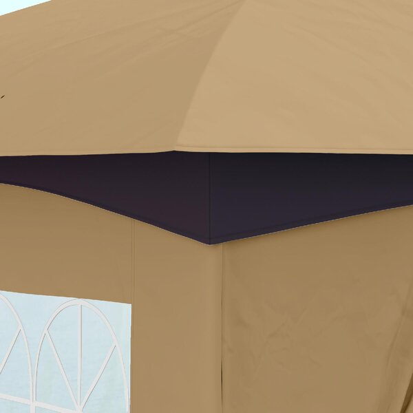 VivaGarden Gazebo da Giardino 3,4x3,4 mt in Metallo/Tessuto con Doppio tetto Protezione raggi UV e Tende Laterali con Finestre colore Beige