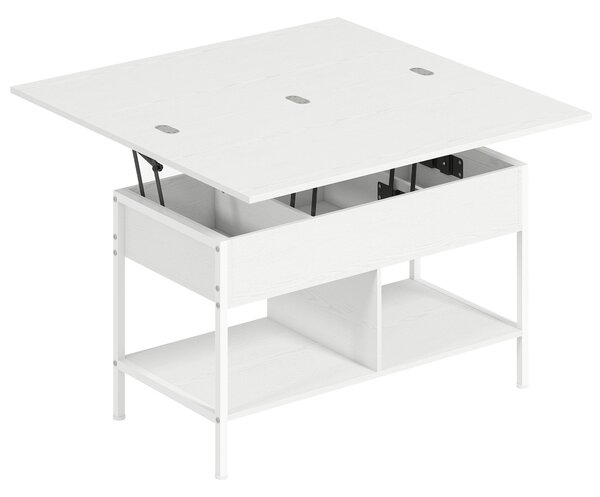 HOMCOM Tavolino da salotto alzabile e allungabile con vano nascosto, 98x49x55 cm, Bianco | Aosom Italy